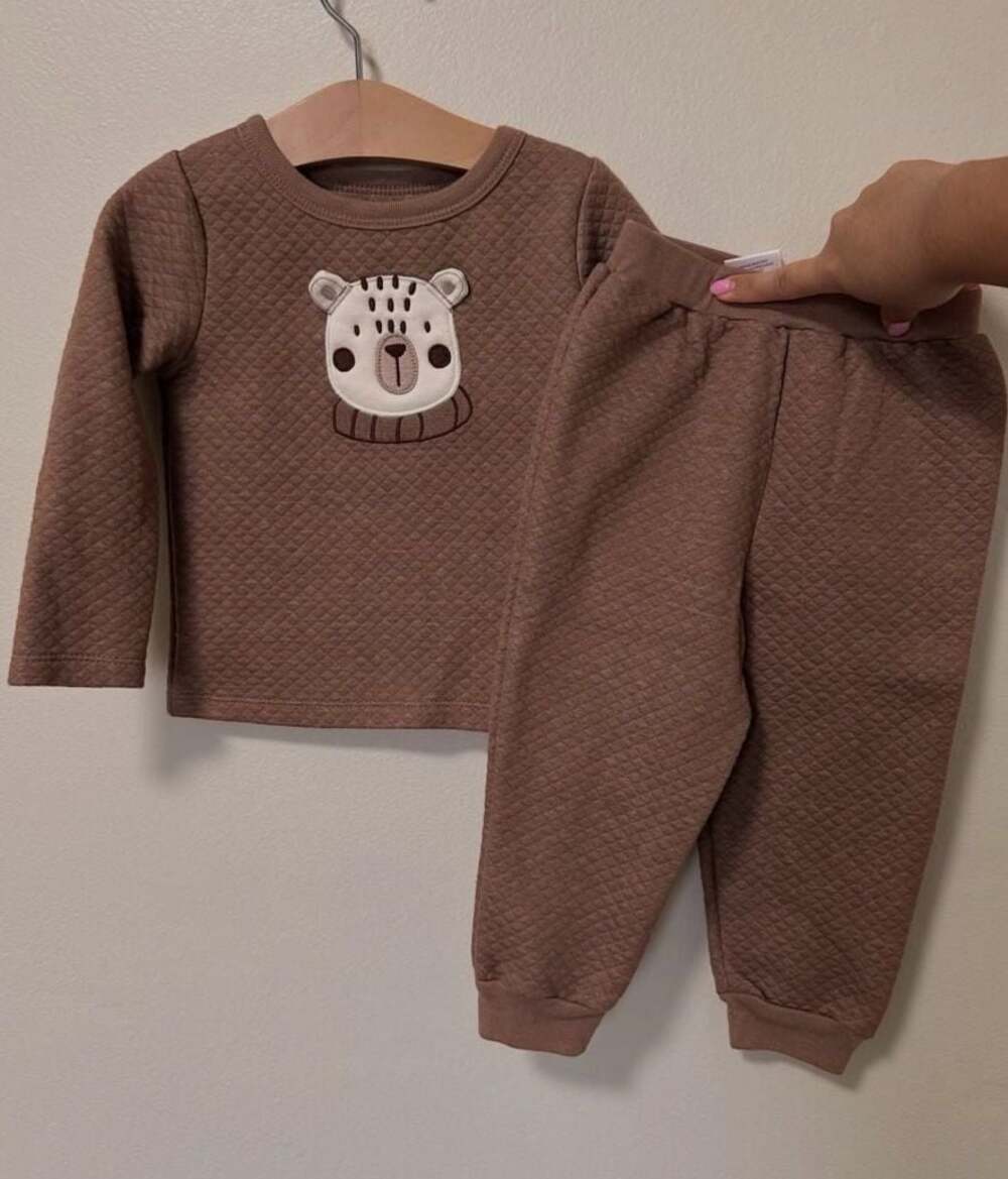 Sterling Baby Quilted Bear Applique Sweatshirt and Pants Set